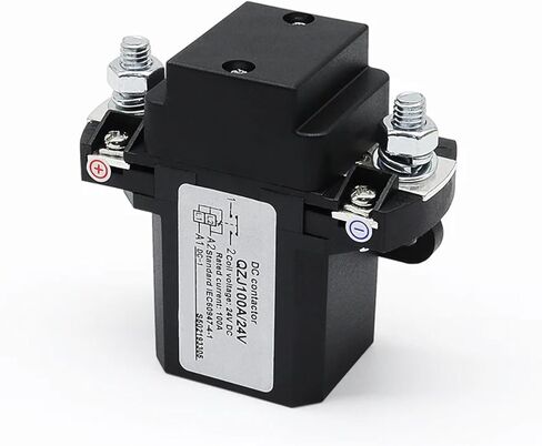 QZJ100A DC Power Contactor, 100A Heavy-Duty Relay Switch, Black Industrial Grade, Normally Open/Closed Configuration for Forklifts, Electric Vehicles (24V) in Saudi Arabia