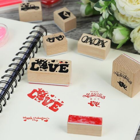 17 قطعة من طوابع مطاطية خشبية للتخرج ومنصات حبر حرفية DIY وسادات طوابع بطاقات حرفية لسكرابوكينغ الأطفال مشروع فني ورقي من القماش الخشبي طوابع عطلة المجيء in Kuwait