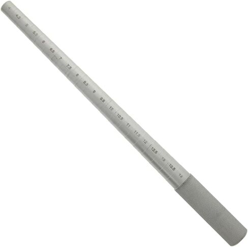 SE 13-Inch Polished Steel Ring Mandrel - Marked 1 to 16 US Sizes, Ungrooved, with Knurled Handle for Jewelry Making and Sizing - JT-SP2 in Saudi Arabia