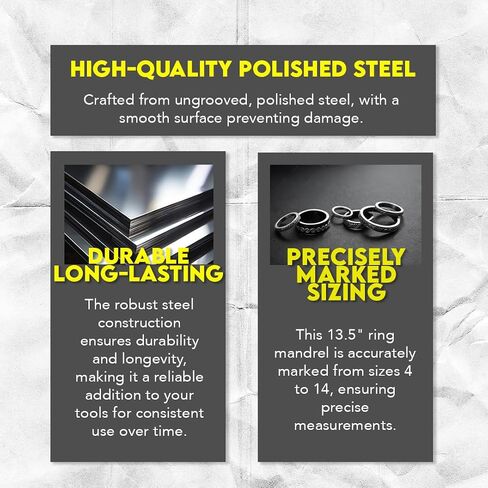 SE 13-Inch Polished Steel Ring Mandrel - Marked 1 to 16 US Sizes, Ungrooved, with Knurled Handle for Jewelry Making and Sizing - JT-SP2 in Saudi Arabia