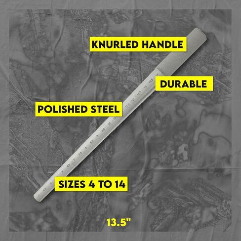 SE 13-Inch Polished Steel Ring Mandrel - Marked 1 to 16 US Sizes, Ungrooved, with Knurled Handle for Jewelry Making and Sizing - JT-SP2 in Saudi Arabia
