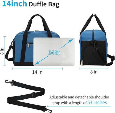 Small Gym Bag 14 inch lightweight Carry On Mini Duffel Bag for Travel Sport - Navy Blue in Kuwait