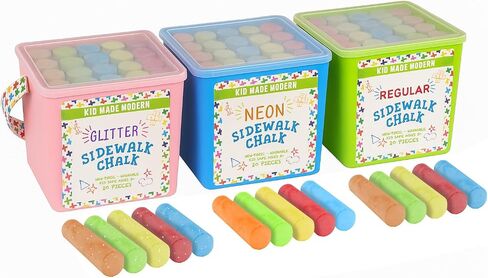 Kid Made Modern Sidewalk Chalk Set for Kids - Washable, Colored Chalk for Outdoor Play and Chalkboard Art - Ages 3+ (24 Pieces, Multicolor) in Kuwait