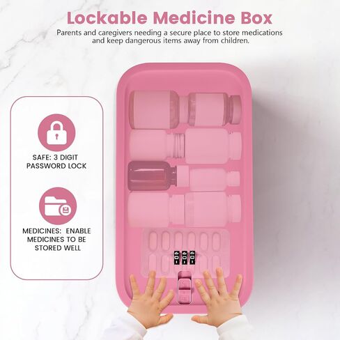 Small Lock Box,Lockable Storage Box with Combination Code for Medication Safe, Medicine Lock Box for Pills/First Aid Kits/Food/Snack Phone Jail,Locked Container for Home/Fridge/Office/School(Grey) in Kuwait