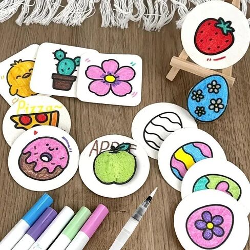 3D Drawing Magic Canvas Sponge, Puffy 3D Drawings Canvas Sponge, 8 PCS Foam Texture Paper 1 Bubble Drawing Pen, Painting & Creative Projects, Playful Design with Cute Patterns Art Supplies in Saudi Arabia