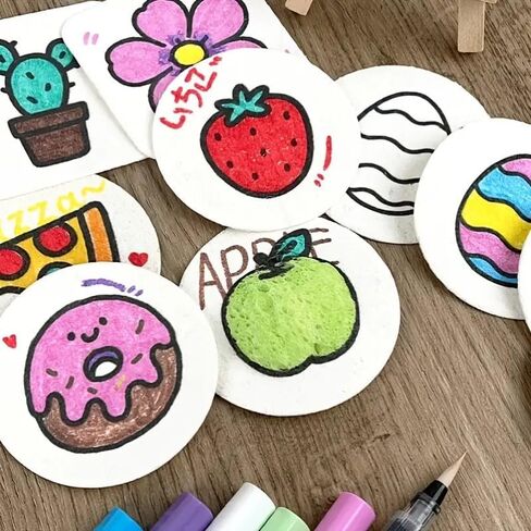 3D Drawing Magic Canvas Sponge, Puffy 3D Drawings Canvas Sponge, 8 PCS Foam Texture Paper 1 Bubble Drawing Pen, Painting & Creative Projects, Playful Design with Cute Patterns Art Supplies in Saudi Arabia