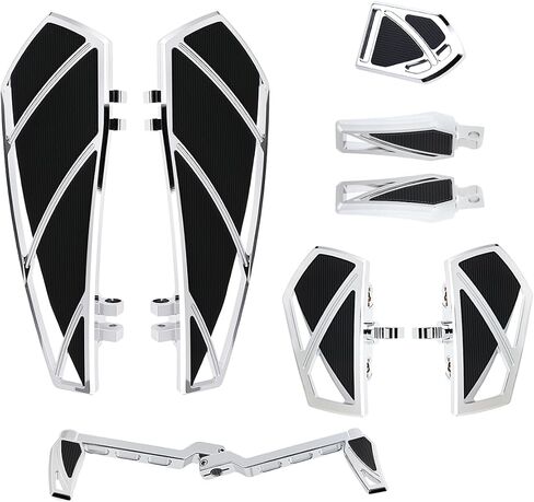 مجموعة دواسات لألواح أرضية الدراجات النارية Footpegs Shifter Peg متوافقة مع Harley Touring Softail Street Road Glide FLTR FLHX (أسود) in Kuwait