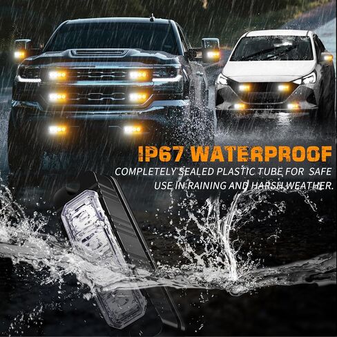 XRIDONSEN 8PCS Sync Truck Grill Lights 32 LED Strobe Lights Amber White Grille Surface Mount Emergency Flashing Warning Safety Hazard Caution Light for Tow Plow Trucks Construction Vehicles Car in Saudi Arabia