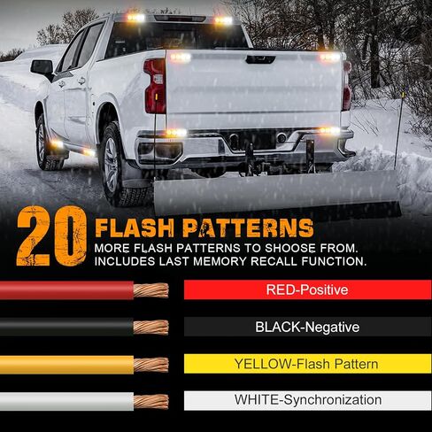 XRIDONSEN 8PCS Sync Truck Grill Lights 32 LED Strobe Lights Amber White Grille Surface Mount Emergency Flashing Warning Safety Hazard Caution Light for Tow Plow Trucks Construction Vehicles Car in Saudi Arabia