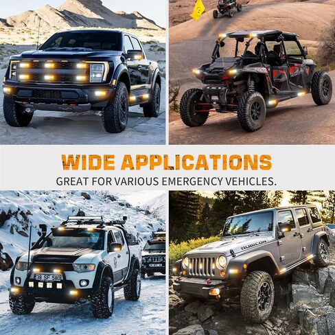 XRIDONSEN 8PCS Sync Truck Grill Lights 32 LED Strobe Lights Amber White Grille Surface Mount Emergency Flashing Warning Safety Hazard Caution Light for Tow Plow Trucks Construction Vehicles Car in Saudi Arabia