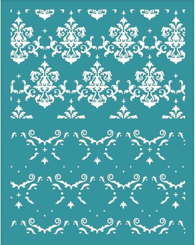 Generic 4x5 Inch Vintage Pattern Clay Stencils Brocade Damask Silk Screen for Polymer Clay Jewelry Making in Saudi Arabia