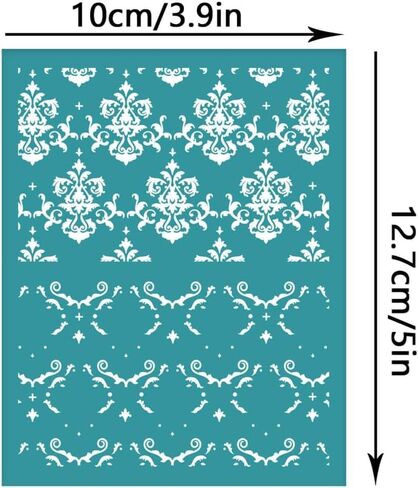 Generic 4x5 Inch Vintage Pattern Clay Stencils Brocade Damask Silk Screen for Polymer Clay Jewelry Making in Saudi Arabia