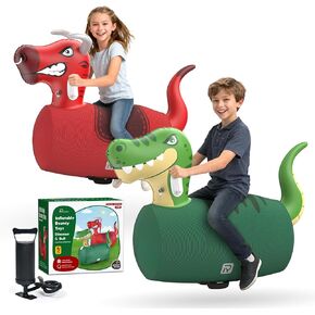 قطعتان من ألعاب الديناصور النطاطة القابلة للنفخ مع مضخة، ألعاب ركوب عملاقة على حيوانات القفز في الهواء الطلق، سعة 220 رطل، حراس داخلي للأطفال من سن 5 سنوات فما فوق، هدية ممتعة للأولاد والبنات in Kuwait