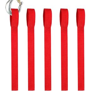 5 Piece Winch Hook Pull Straps 11'' Long Nylon Winch Strap 1 '' Wide Red Safety Hook Straps for Cable Rope Winches in Kuwait