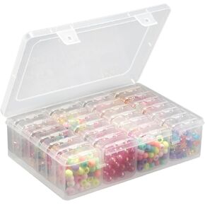 NOTG Small Bead Organizer Box - 28Pcs Mini Clear Plastic Storage Containers, Bead Storage Organizer with Hinged Lid for DIY Jewelry Making, Nail Art Supplies, Small Parts, Screws, Clay Beads, Seeds in Saudi Arabia