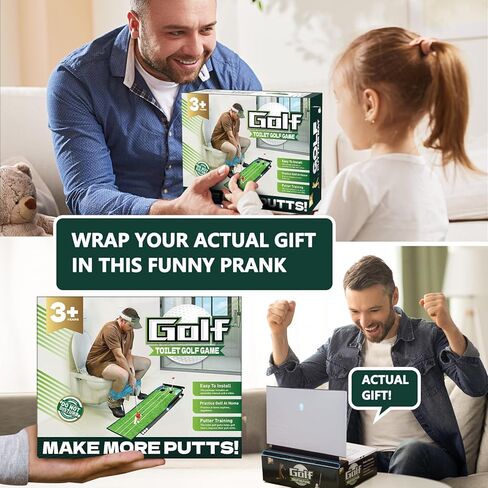 Anyflee 2 Pcs Prank Gift Box, Toilet Golf Game Facade, Wrap the Actual Gifts with a Prank Empty Gag Box, Funny Christmas Gag Presents Ideas for Dad Men Boyfriend (Pack of 2) in Kuwait