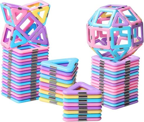 Magnetic Tiles Toys for 3 4 5 6 7 8+ Year Old Boys Girls Upgrade Macaron Castle Blocks Building Set for Toddlers STEM Creativity/Educational Toys for Kids Age 3-6 Christmas Birthday Gifts in Saudi Arabia