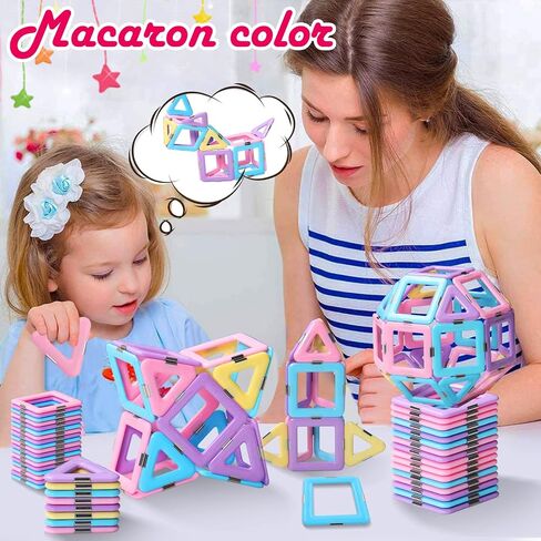 Magnetic Tiles Toys for 3 4 5 6 7 8+ Year Old Boys Girls Upgrade Macaron Castle Blocks Building Set for Toddlers STEM Creativity/Educational Toys for Kids Age 3-6 Christmas Birthday Gifts in Saudi Arabia