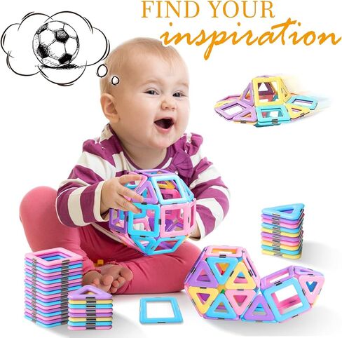 Magnetic Tiles Toys for 3 4 5 6 7 8+ Year Old Boys Girls Upgrade Macaron Castle Blocks Building Set for Toddlers STEM Creativity/Educational Toys for Kids Age 3-6 Christmas Birthday Gifts in Saudi Arabia