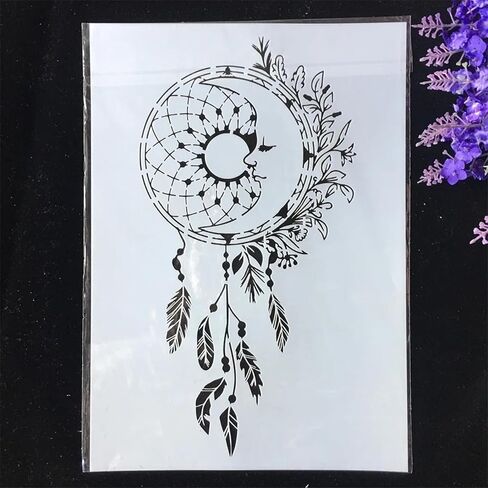 TIAMECH 4 Pieces Vintage Stamp Mail Stencils for Painting Reusable Floral Label Ticket Layering Stencil DIY Scrapbook Coloring Decorative A4 Size Templates in Kuwait