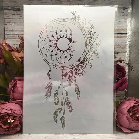 TIAMECH 4 Pieces Vintage Stamp Mail Stencils for Painting Reusable Floral Label Ticket Layering Stencil DIY Scrapbook Coloring Decorative A4 Size Templates in Kuwait