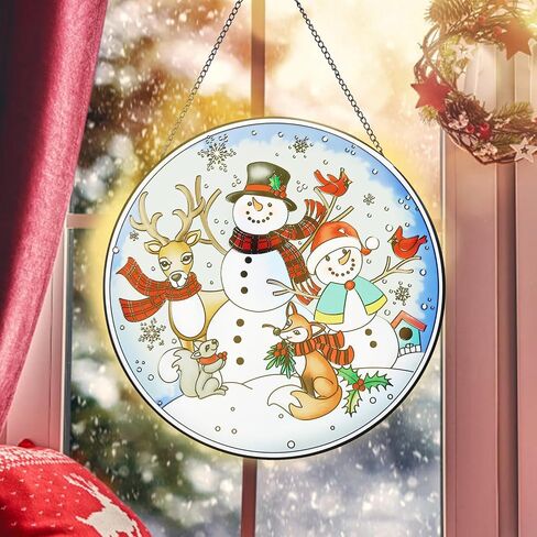 MUMTOP Stained Glass Window Hanging-Suncatcher for Window - Peacock Window Suncatcher Hanging Ornaments Wall Art, Hand-Painted Glass Panel Home Decor for Grandma Gift Idea 12 Inch in Kuwait