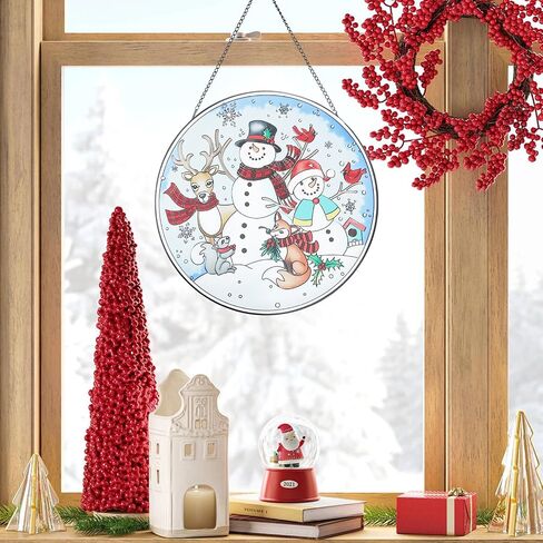 MUMTOP Stained Glass Window Hanging-Suncatcher for Window - Peacock Window Suncatcher Hanging Ornaments Wall Art, Hand-Painted Glass Panel Home Decor for Grandma Gift Idea 12 Inch in Kuwait