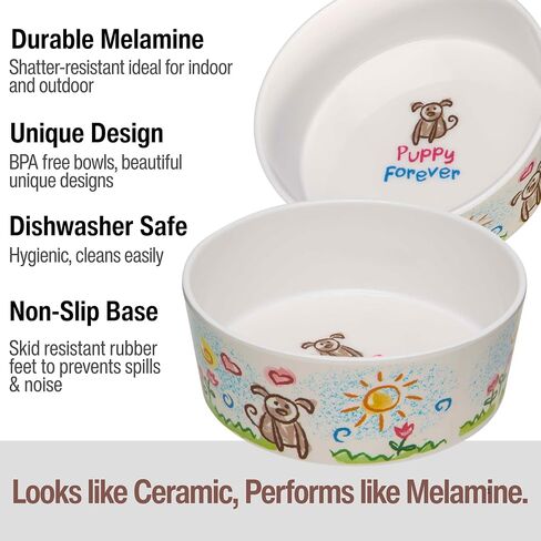 Loving Pets Dolce Moderno Dog Bowl – Modern Melamine Dog Food Bowl & Dog Water Bowl – Durable, Non-Slip Pet Dish for Small & Medium Dogs – Dishwasher Safe Dog Bowl (Small, 16 oz) in Kuwait