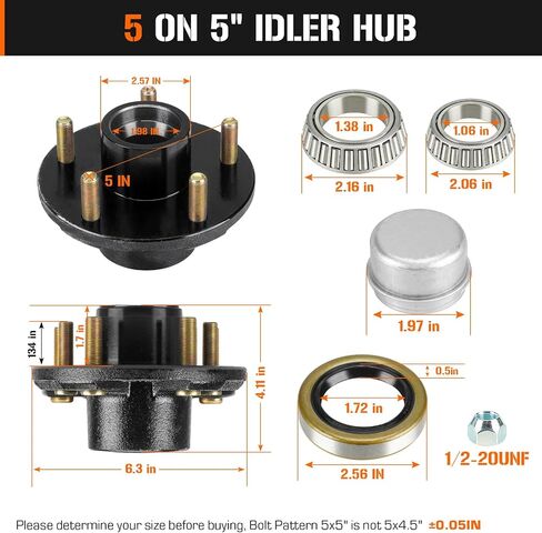مجموعتان من AEagle 5 على 4.5 بوصة مجموعات محور مقطورة دائرة الترباس لـ 3500 رطل 1-1/16 بوصة إلى 1-3/8 بوصة، استبدال للمحامل المخروطية الداخلية والخارجية L68149 L44649 in Saudi Arabia