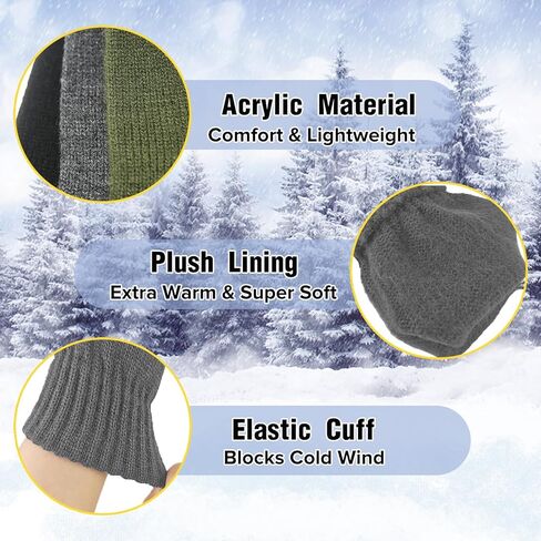 Evridwear 3 Pairs Winter Touchscreen Fingerless Gloves Cold Weather Thermal Warm Glove for Men Women in Kuwait