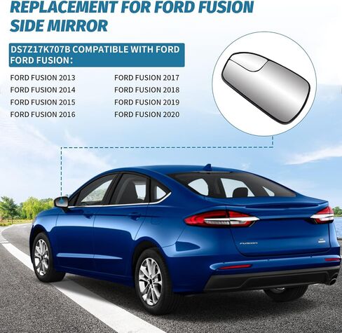 استبدال زجاج مرآة الجانب الأيمن للركاب لعام 2013 2014 2015 2016 2017 2018 2019 2020 Ford Fusion - مرآة محدبة للرؤية الجانبية الخارجية مع نقطة عمياء، استبدل DS7Z17K707B in Kuwait