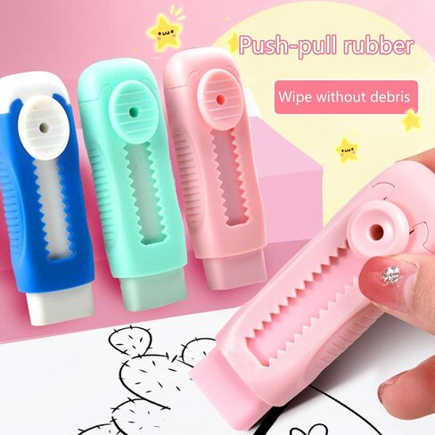 4Pieces Sliding Pencil Eraser Easy Erasing Colorful Art Retractable Pencil for Student Writing Drawing S Retractable Erasers in Saudi Arabia