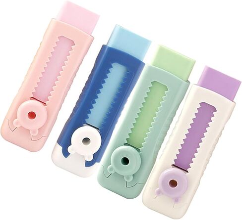 4Pieces Sliding Pencil Eraser Easy Erasing Colorful Art Retractable Pencil for Student Writing Drawing S Retractable Erasers in Saudi Arabia
