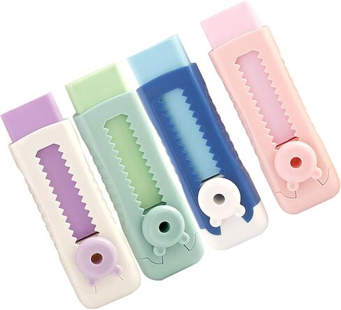 4Pieces Sliding Pencil Eraser Easy Erasing Colorful Art Retractable Pencil for Student Writing Drawing S Retractable Erasers in Saudi Arabia