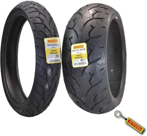 مجموعة إطارات Pirelli Night Dragon: 130/60B19 M/C 61H TL Front و 180/55B18 M/C 80H إطارات الدراجات النارية الخلفية - الجر المتفوق والتعامل مع الطرادات عالية الأداء مع مفاتيح مفتاح in Saudi Arabia