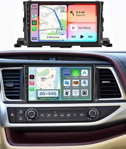 راديو ستيريو للسيارة 8Core 4G + 64G لسيارة Toyota Highlander 2014-2019 - Wireless CarPlay Android Auto | 5G واي فاي GPS للملاحة | بلوتوث اف ام/اس دبليو سي | شاشة لمس | التوصيل والتشغيل | كاميرا احتياطية in Saudi Arabia