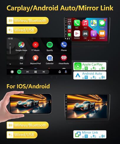 راديو ستيريو للسيارة 8Core 4G + 64G لسيارة Toyota Highlander 2014-2019 - Wireless CarPlay Android Auto | 5G واي فاي GPS للملاحة | بلوتوث اف ام/اس دبليو سي | شاشة لمس | التوصيل والتشغيل | كاميرا احتياطية in Saudi Arabia
