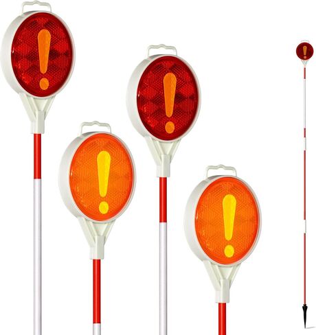 Reflective Driveway Markers, 51" Fiberglass Pole Driveway Reflectors for Entrance Snow Plow Markers Stakes Double-Sided High Visible (4Pcs) in Saudi Arabia