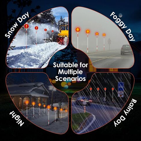 Reflective Driveway Markers, 51" Fiberglass Pole Driveway Reflectors for Entrance Snow Plow Markers Stakes Double-Sided High Visible (4Pcs) in Saudi Arabia