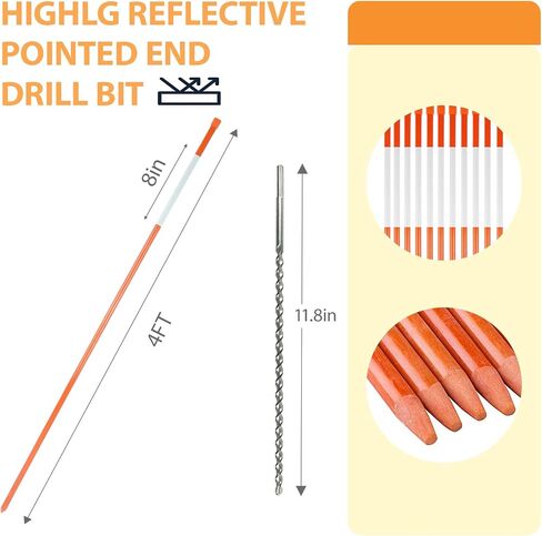 Reflective Driveway Markers 20pcs, 48 Inch High Visibility Driveway Reflectors 5/16 in Dia, Orange Fiberglass Snow Stakes with 12" Install Drill Bit, Easy Visiblity for Parking, Walkways in Saudi Arabia