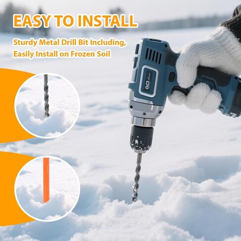 Reflective Driveway Markers 20pcs, 48 Inch High Visibility Driveway Reflectors 5/16 in Dia, Orange Fiberglass Snow Stakes with 12" Install Drill Bit, Easy Visiblity for Parking, Walkways in Saudi Arabia