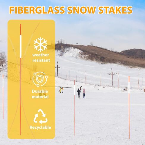 Reflective Driveway Markers 20pcs, 48 Inch High Visibility Driveway Reflectors 5/16 in Dia, Orange Fiberglass Snow Stakes with 12" Install Drill Bit, Easy Visiblity for Parking, Walkways in Saudi Arabia