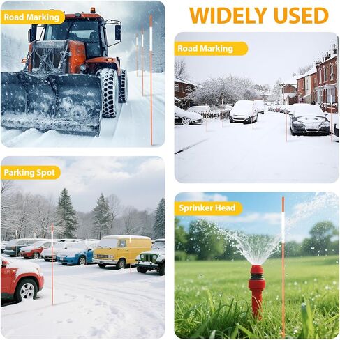 Reflective Driveway Markers 20pcs, 48 Inch High Visibility Driveway Reflectors 5/16 in Dia, Orange Fiberglass Snow Stakes with 12" Install Drill Bit, Easy Visiblity for Parking, Walkways in Saudi Arabia