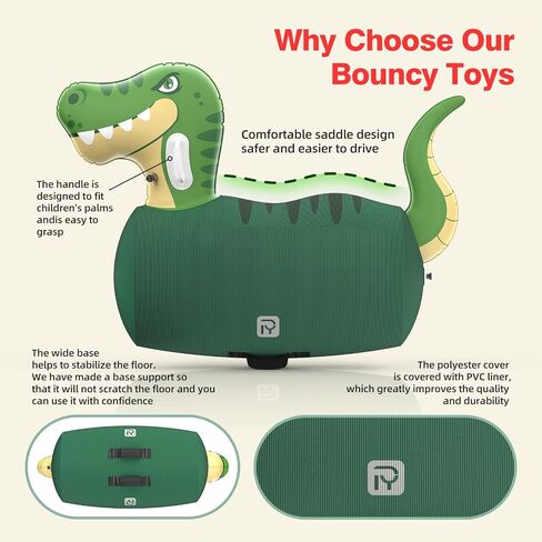 2 PCS Inflatable Bouncy Dinosaur Bull Hopper Toys with Pump, Giant Ride on Jumping Animals Outdoor Play Toys, 220 lbs Capacity, Indoor Bouncers for Kids Ages 5+, Fun Gift for Boys Girls in Kuwait