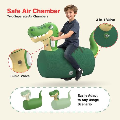 2 PCS Inflatable Bouncy Dinosaur Bull Hopper Toys with Pump, Giant Ride on Jumping Animals Outdoor Play Toys, 220 lbs Capacity, Indoor Bouncers for Kids Ages 5+, Fun Gift for Boys Girls in Kuwait