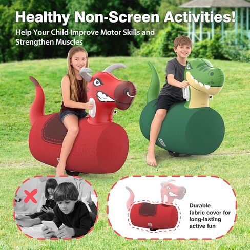 قطعتان من ألعاب الديناصور النطاطة القابلة للنفخ مع مضخة، ألعاب ركوب عملاقة على حيوانات القفز في الهواء الطلق، سعة 220 رطل، حراس داخلي للأطفال من سن 5 سنوات فما فوق، هدية ممتعة للأولاد والبنات in Kuwait