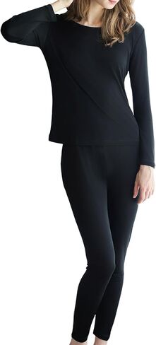 Women's Silk Thermal Underwear Set Long Johns Scoop Neck Undershirt Winter Cold Weather Base Layer Warm Top Bottom in Saudi Arabia