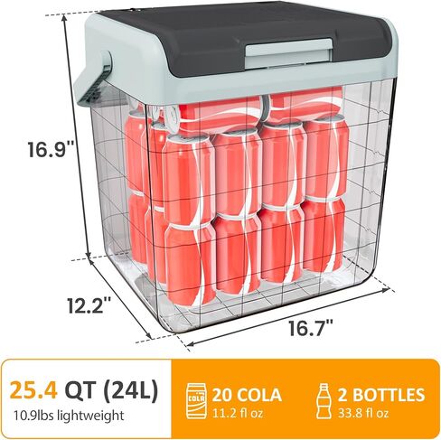 SUNVIVI Electric Cooler & Warmer with Handle, 25QT Portable Thermoelectric Car Refrigerator, Dual Cooling & Heating 12V Mini Fridge with Wind-Cooling System, Plug-in Cooler for Car, Truck, Black in Saudi Arabia
