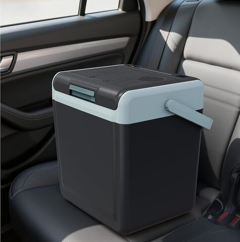 SUNVIVI Electric Cooler & Warmer with Handle, 25QT Portable Thermoelectric Car Refrigerator, Dual Cooling & Heating 12V Mini Fridge with Wind-Cooling System, Plug-in Cooler for Car, Truck, Black in Saudi Arabia