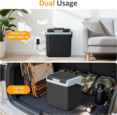 SUNVIVI Electric Cooler & Warmer with Handle, 25QT Portable Thermoelectric Car Refrigerator, Dual Cooling & Heating 12V Mini Fridge with Wind-Cooling System, Plug-in Cooler for Car, Truck, Black in Saudi Arabia